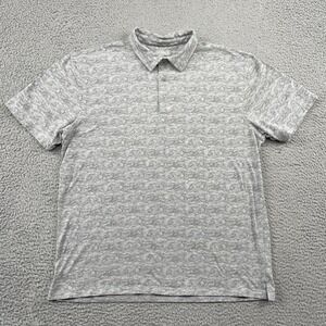 Fish Hippie Co Polo Mens XL Gray Pima Cotton Spandex Short Sleeve Swirl Pattern
